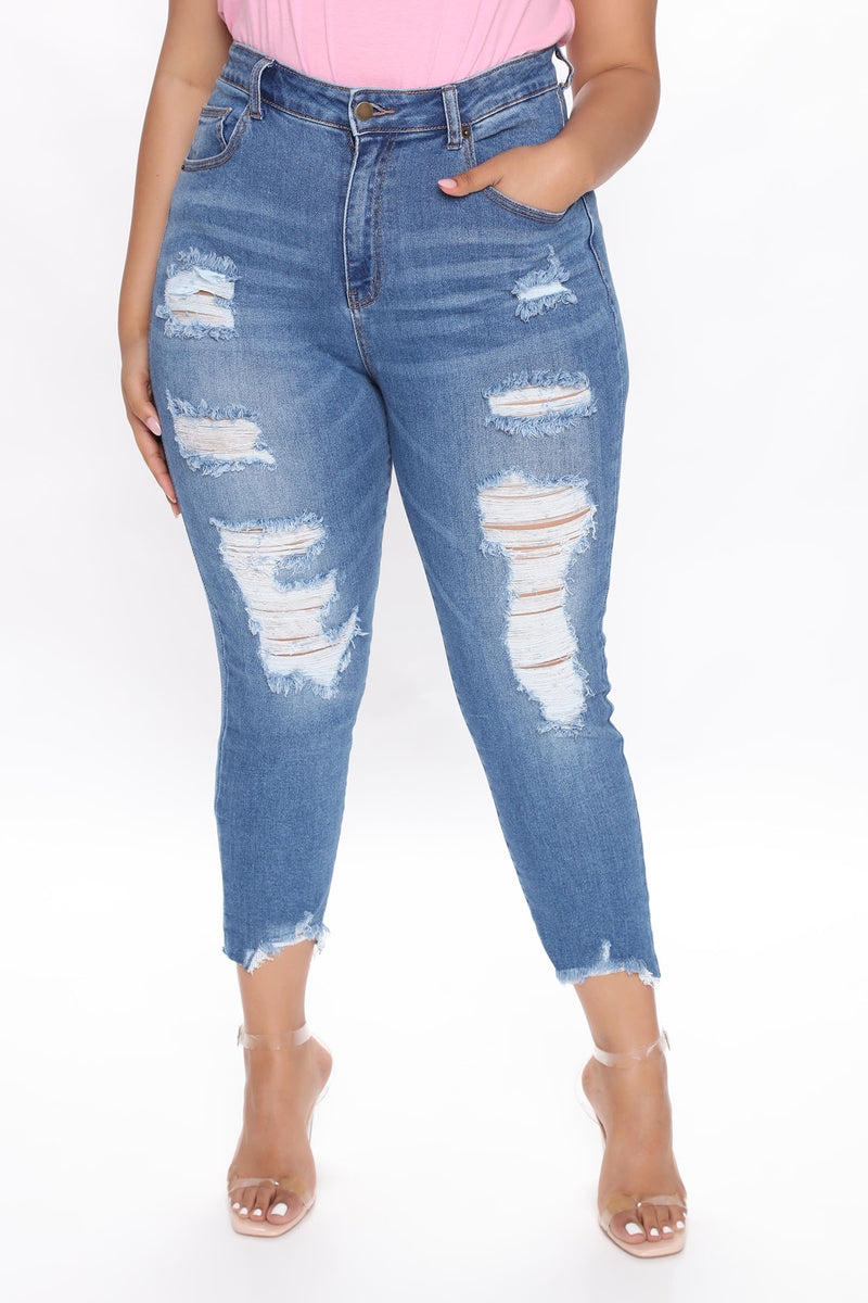 Perfectly Distressed Crop Jeans - Blue Wash | Fashion Nova, Jeans ...