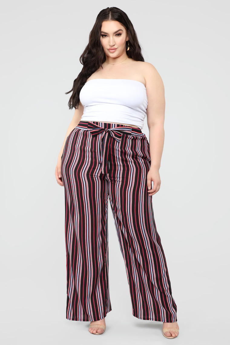 striped tie waist trousers