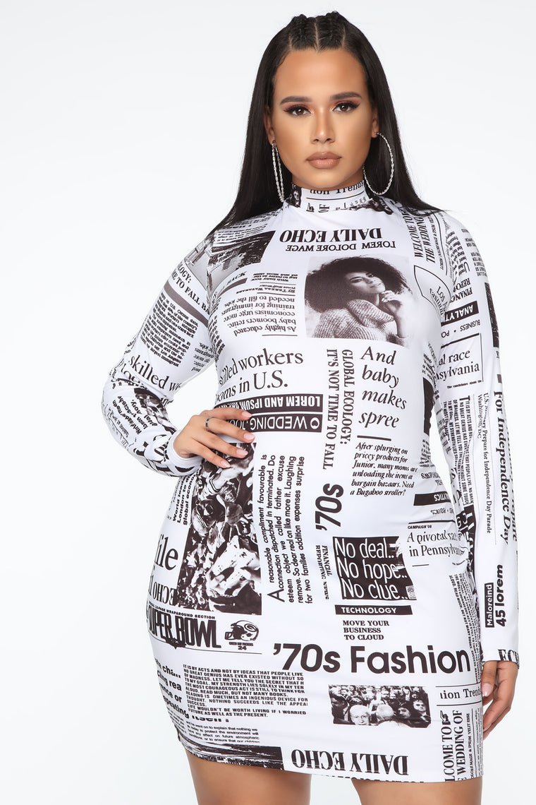 fashion nova newspaper dress