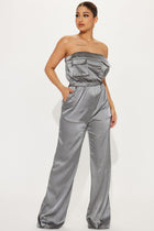 Alaina Satin Utility Jumpsuit - Charcoal