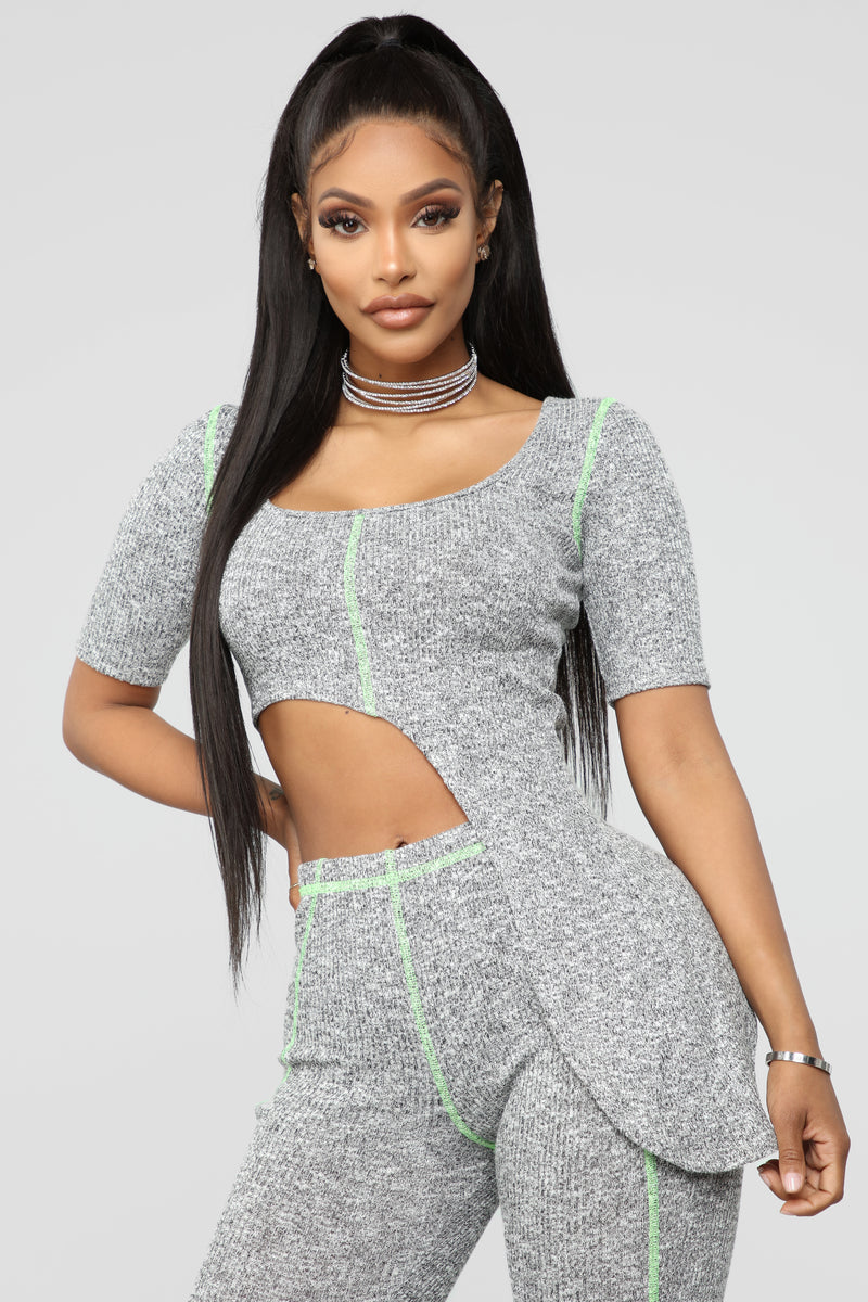 Slayin' In Pant Set - Grey/Neon Green | Fashion Nova, Matching Sets ...