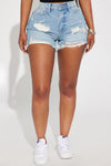 Dream Come True Non Stretch Cut Off Denim Shorts - Light Wash