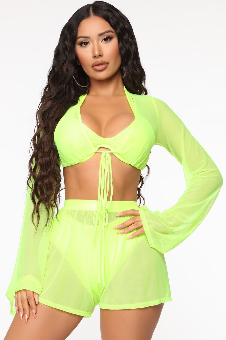 neon yellow beach cover ups