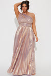 Serena Pleated Metallic Maxi Dress - Lavender