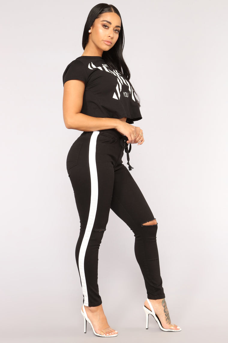 Karina Striped Joggers - Black/White, Pants | Fashion Nova