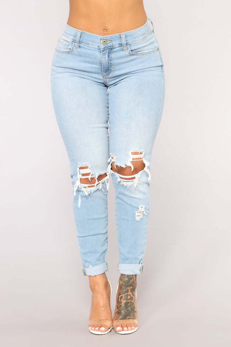 Guess Who's Back Distressed Jeans - Light Blue Wash
