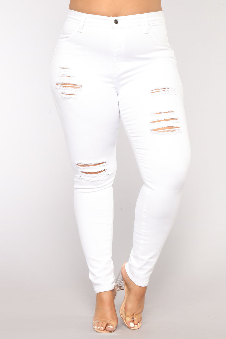 Tighty Whitey Distressed Skinny Jeans - White - Skinny Jeans - Fashion Nova