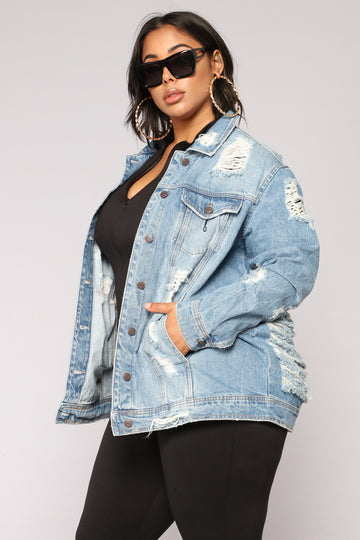 women's plus size black jean jacket