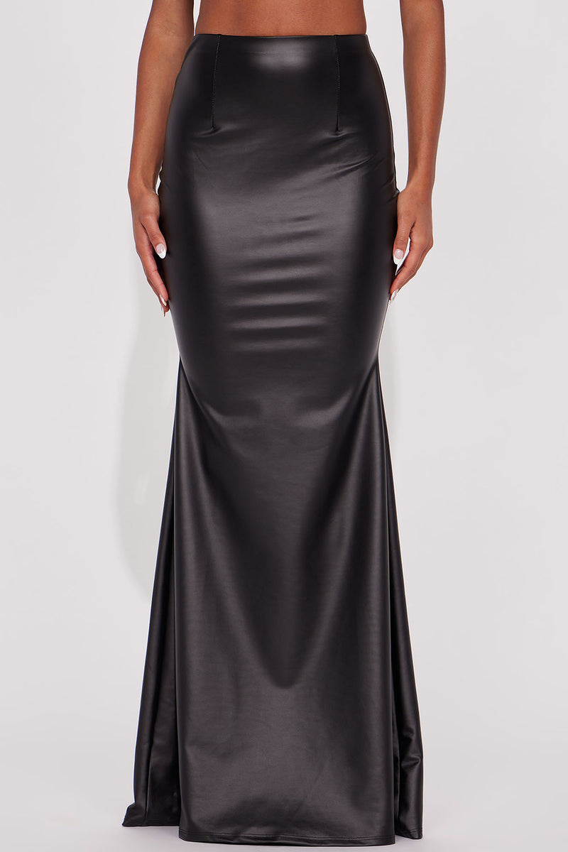 Dare You To Stare Faux Leather Maxi Skirt - Black | Fashion Nova ...