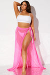 Maui Mesh Swim Tie Maxi Skirt - Hot Pink