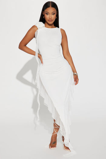 Aviva Bandage Halter Maxi Dress - White