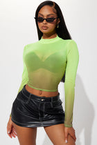 Olivia Ombre Mesh Top - Neon Yellow