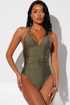 Martha Halter 1 Piece Swimsuit - Olive