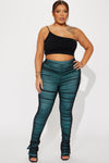 Game Changer Ruched Mesh Legging - Aqua