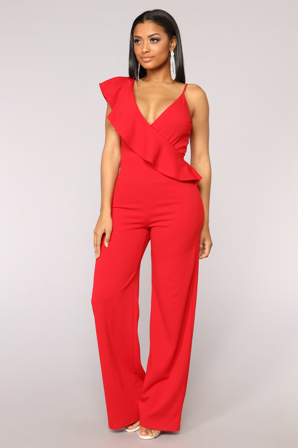 Hard To Get Ruffle Jumpsuit - Red