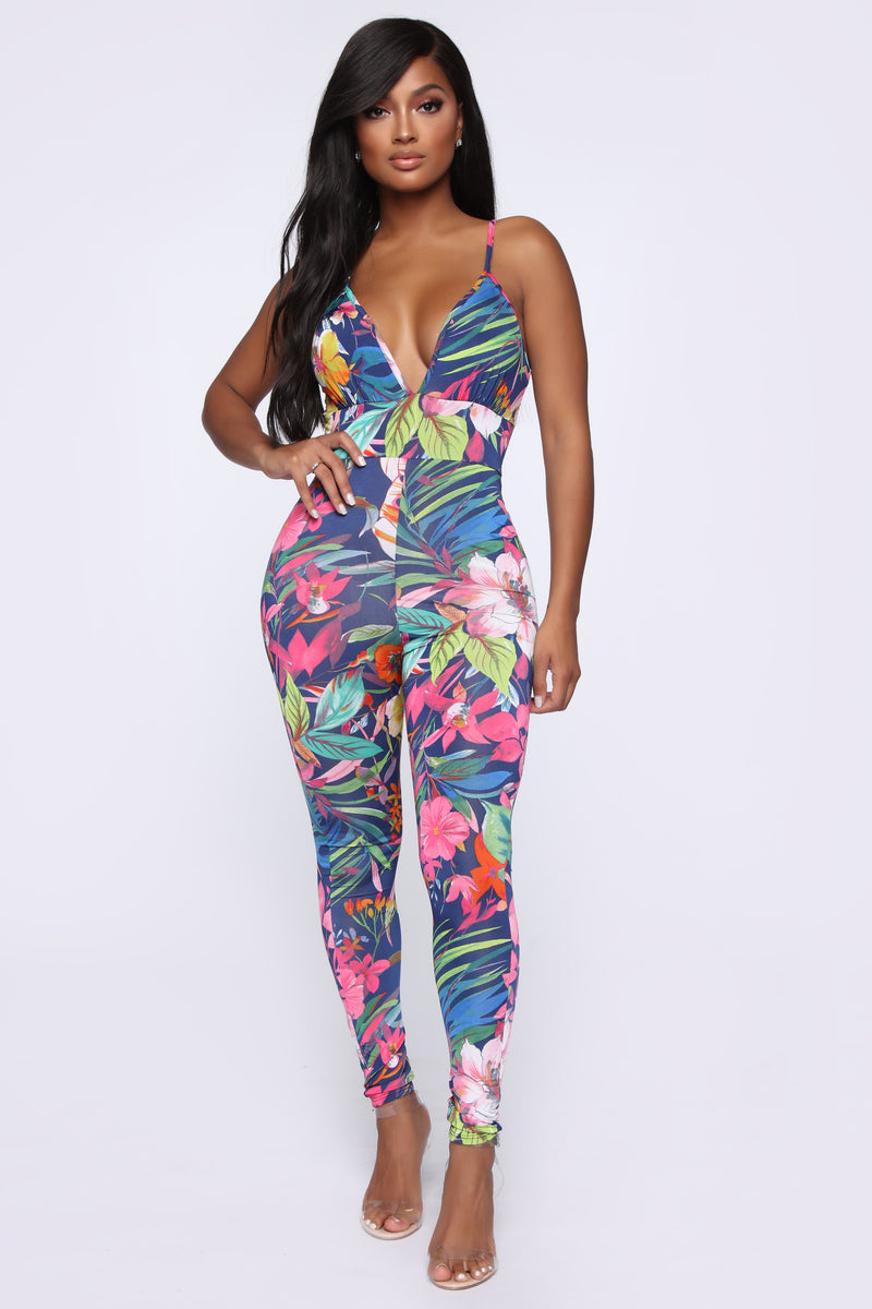 Beach Please Tropical Jumpsuit - Blue/Combo | Fashion Nova, Jumpsuits ...