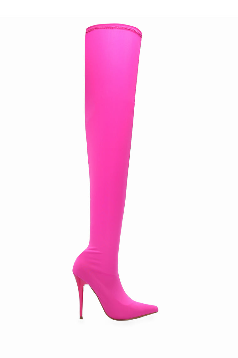 hot pink over the knee boots