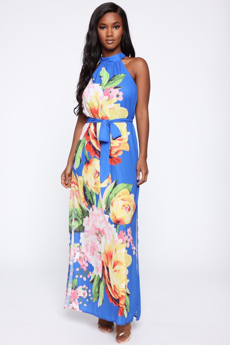 Hawaiian Dreams Halter Maxi Dress - Blue Combo | Fashion Nova, Dresses ...