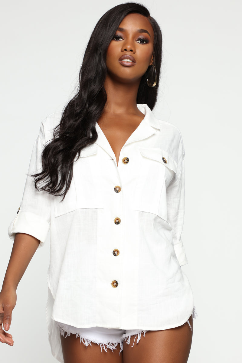 Girl On The Go Shirt - Off White | Fashion Nova, Shirts & Blouses ...