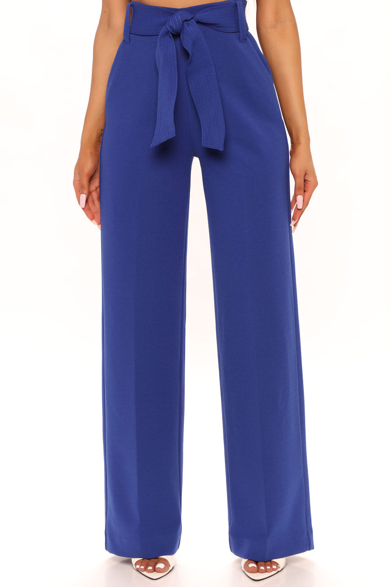 Celine Tie Waist Wide Leg Pant - Royal | Fashion Nova, Pants | Fashion Nova