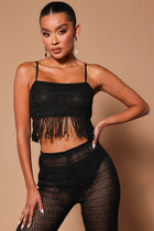 Bohemian Dreams Crochet Crop Top - Black