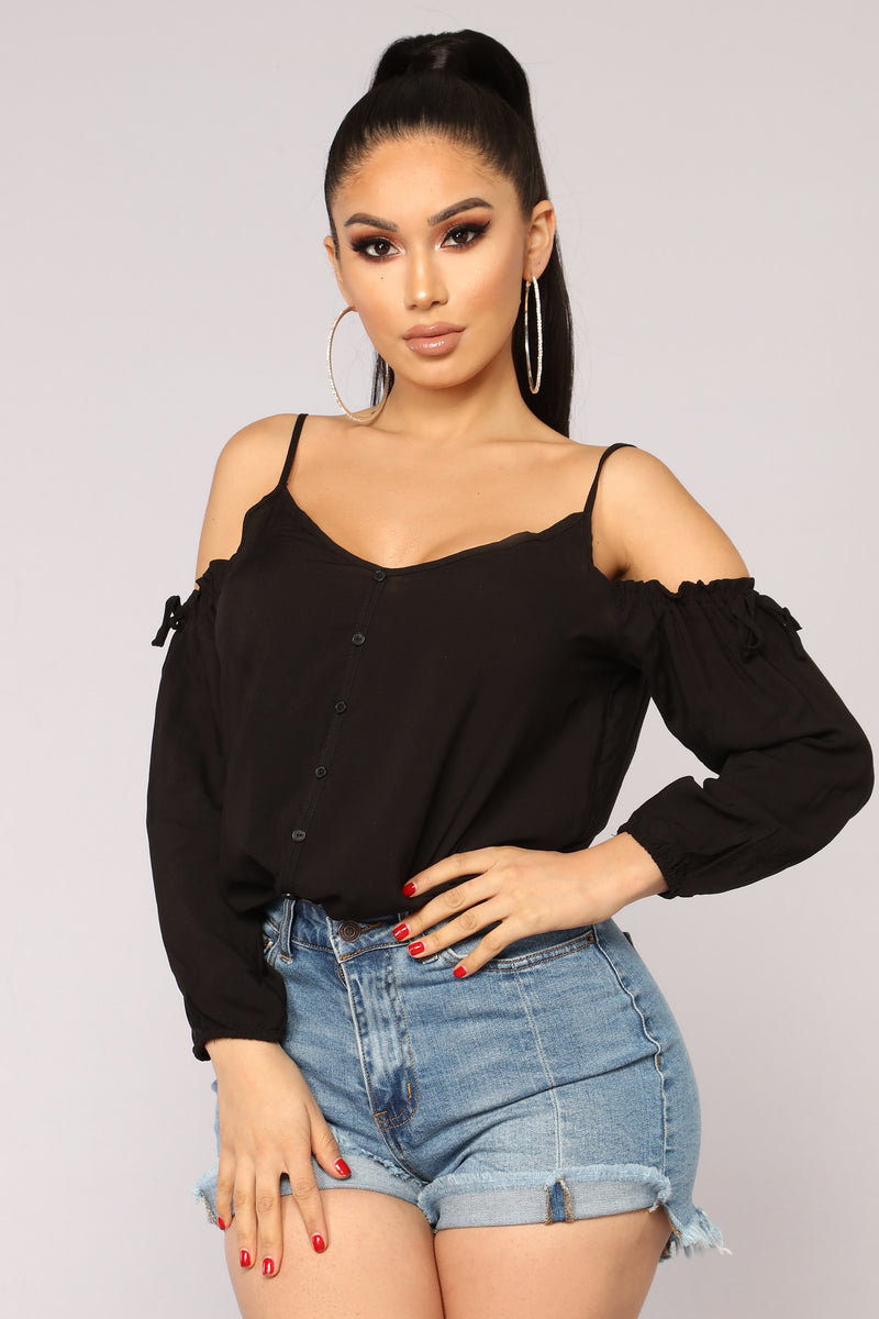 Hermosa Cold Shoulder Top - Black | Fashion Nova, Shirts & Blouses ...