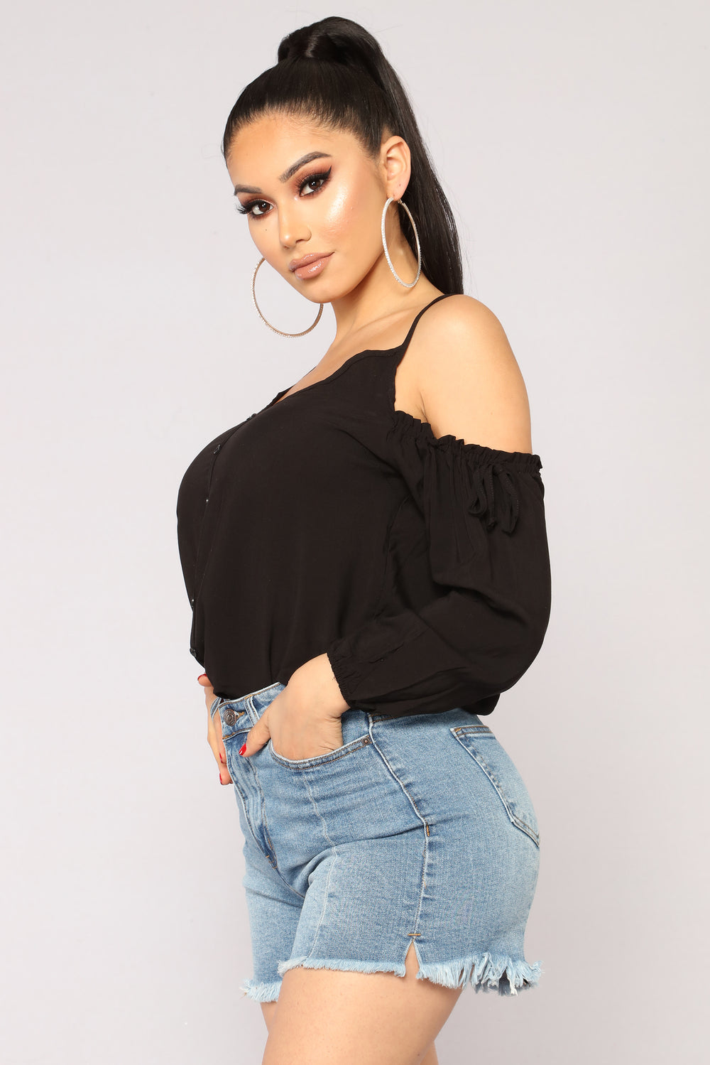 Hermosa Cold Shoulder Top - Black