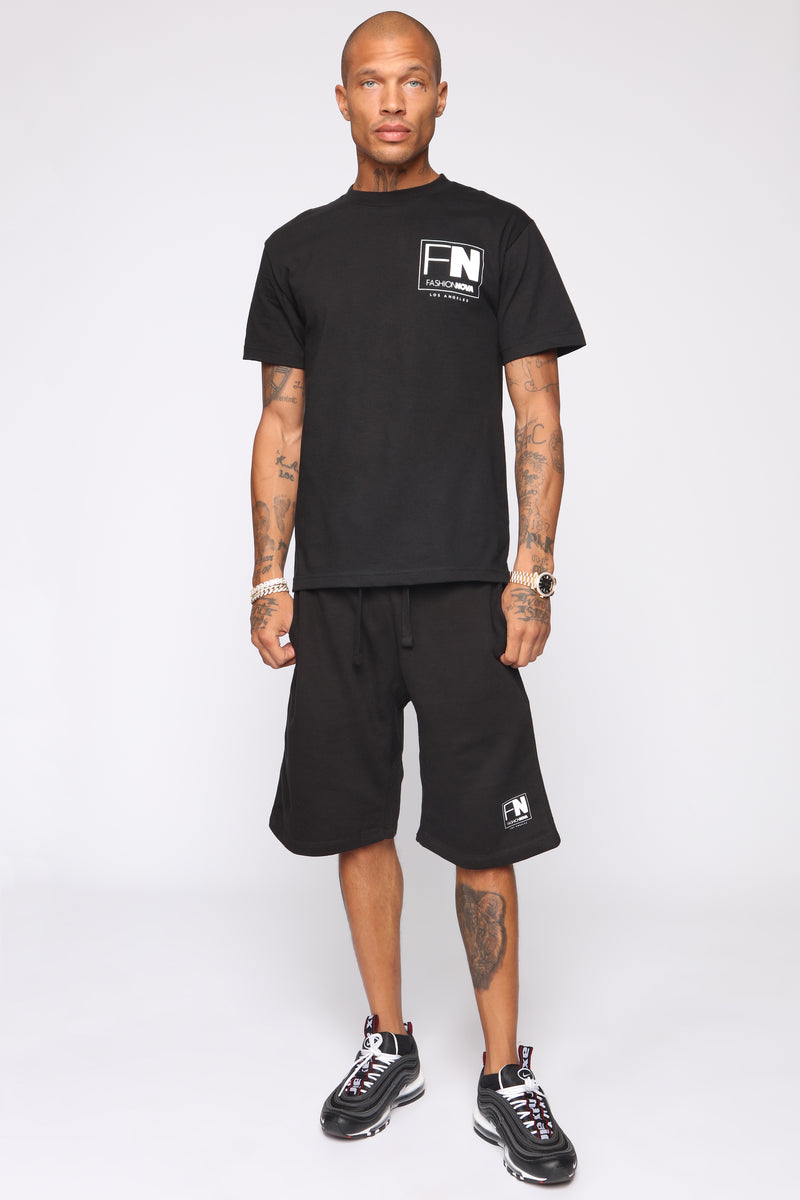 FN Logo Sweat Shorts - Black, Mens Shorts | Fashion Nova
