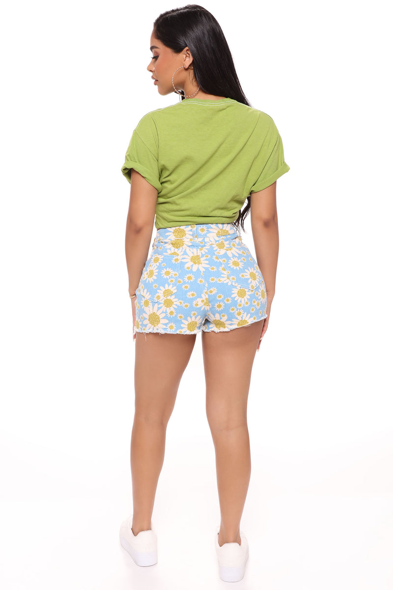 Daisy Baby Printed Denim Shorts - Blue/combo | Fashion Nova, Jean Shorts |  Fashion Nova