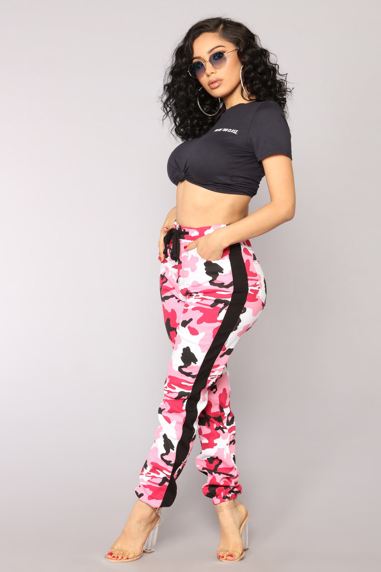 pink cargo joggers