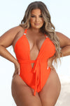 Watching The Wave Strappy One Piece Swimsuit - Orange