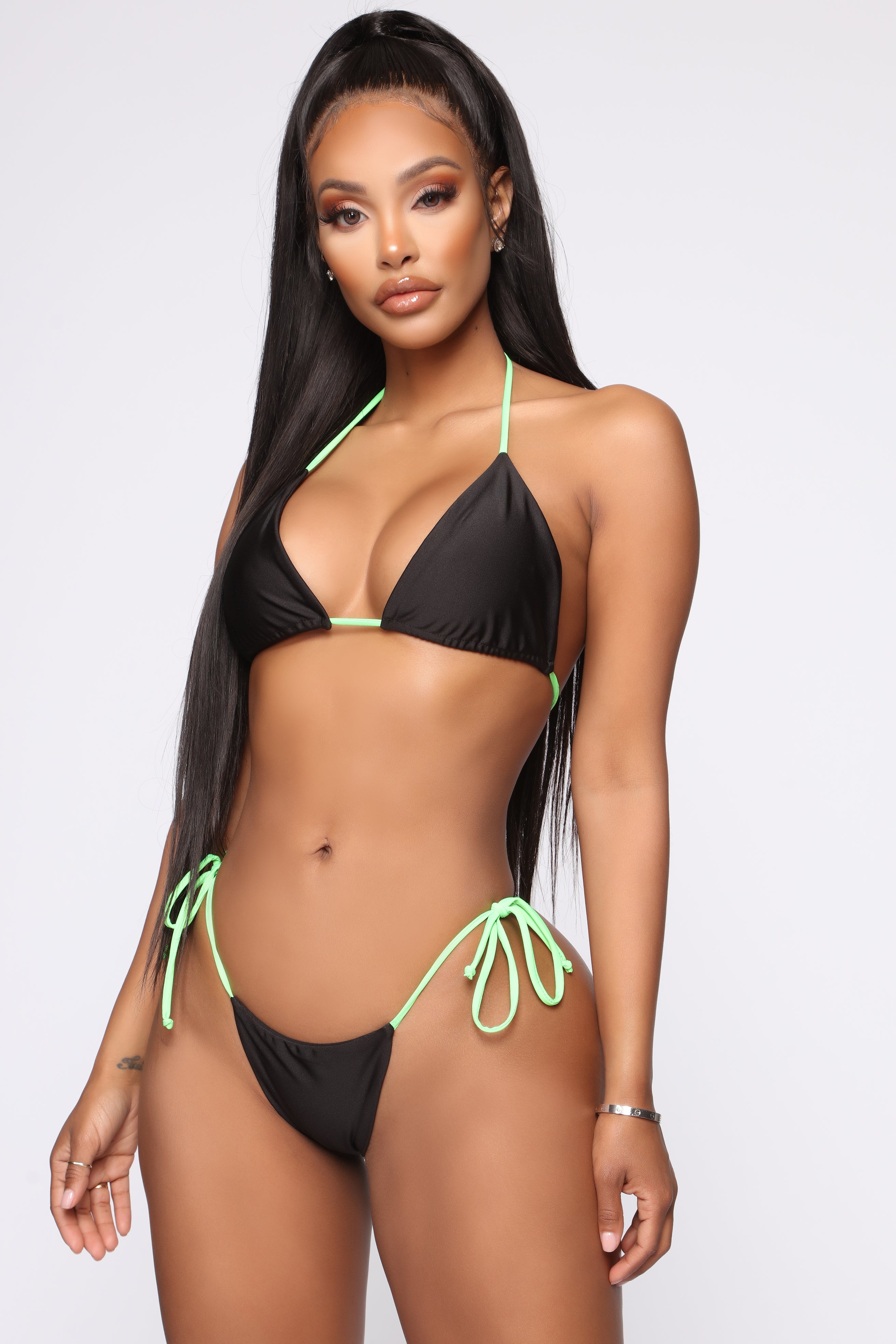 lime green 2 piece bathing suit