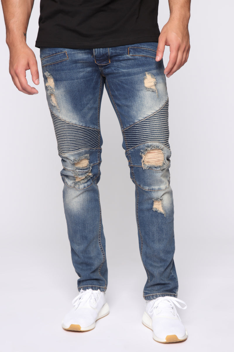 Tyrelle Moto Jeans - Dark Wash, Mens 
