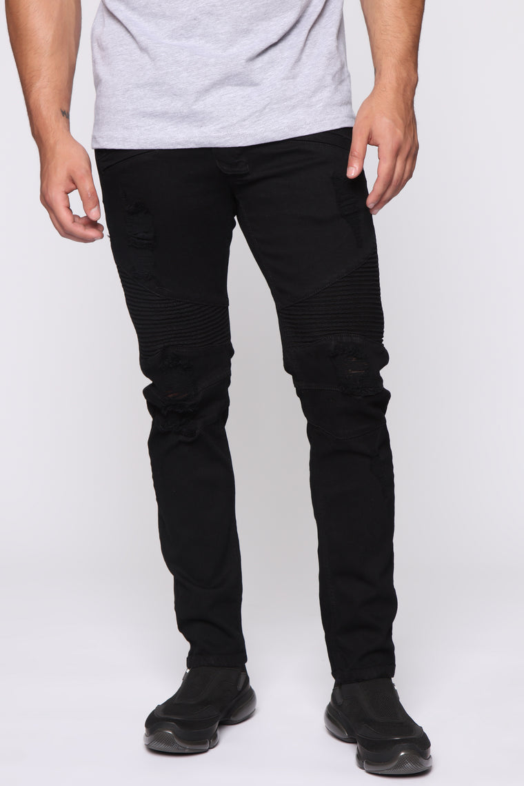 Tyrelle Moto Jeans - Black, Mens Jeans 