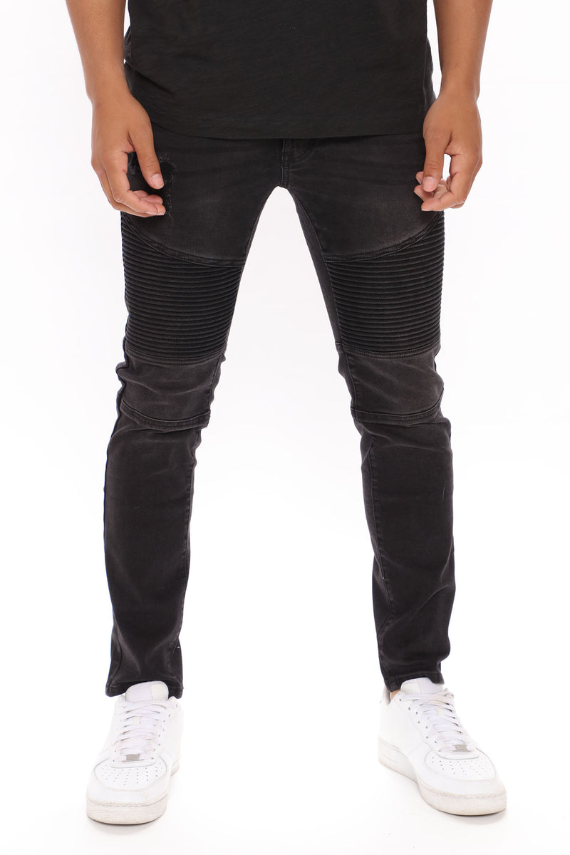 Ollie Moto Jeans - Black | Fashion Nova, Mens Jeans | Fashion Nova