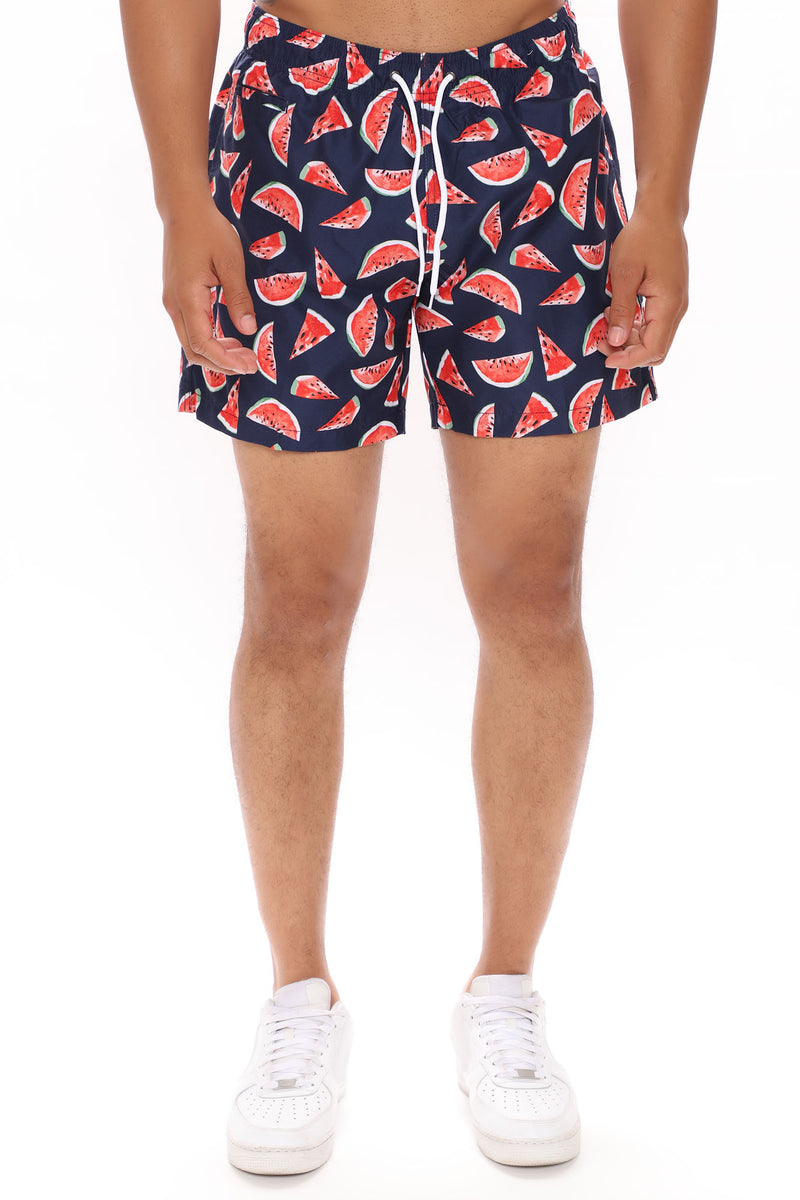 Watermelon Slice Swim Trunks - Navy/combo | Fashion Nova, Mens Swim ...
