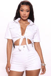 Desert Heart Denim Romper - White