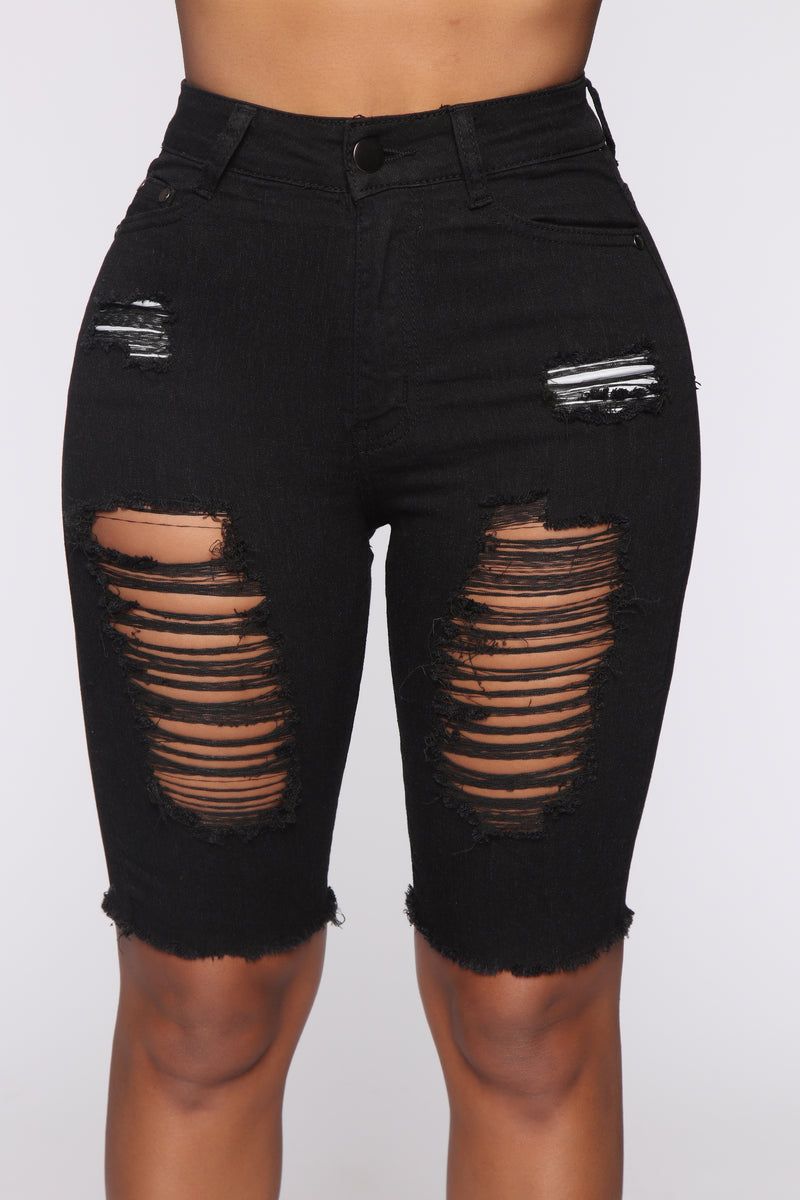 Raquel Distressed Bermuda Shorts - Black | Fashion Nova, Jean Shorts ...