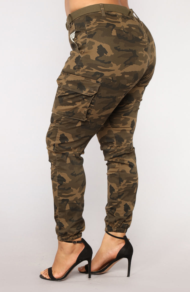 high rise twill joggers