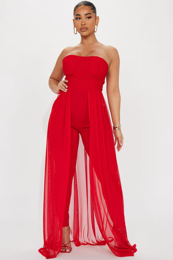 Class And Sass Jumpsuit - Red, Fashion Nova, Jumpsuits