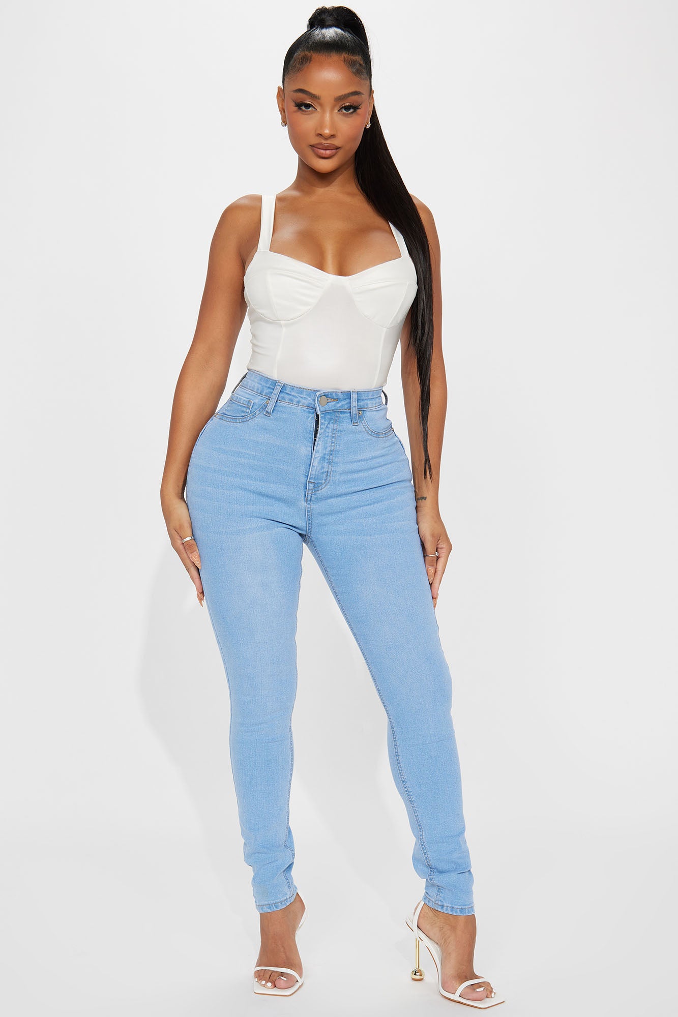 Image of Mesa Booty Lifting High Rise Stretch Skinny Jeans - Light Wash