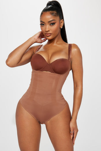 New PINSY SHAPING LACE SHAPEWEAR BODYSUIT chocolate brown women's