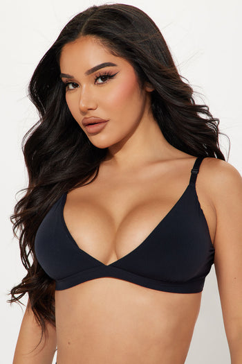 Light As A Feather Microfiber Triangle Bralette - Black