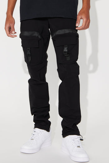 Fall Back Nylon Cargo Pants - Black, Fashion Nova, Mens Pants