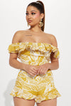 Know Yourself Ruffle Short Set - Mustard/combo