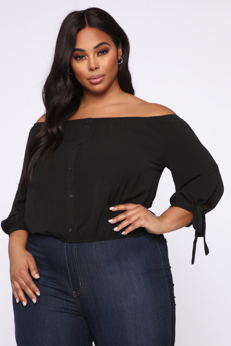 Delicate Hearts Off Shoulder Top - Black | Fashion Nova, Knit Tops ...