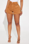 One More Time Cut Off Denim Shorts - Mocha