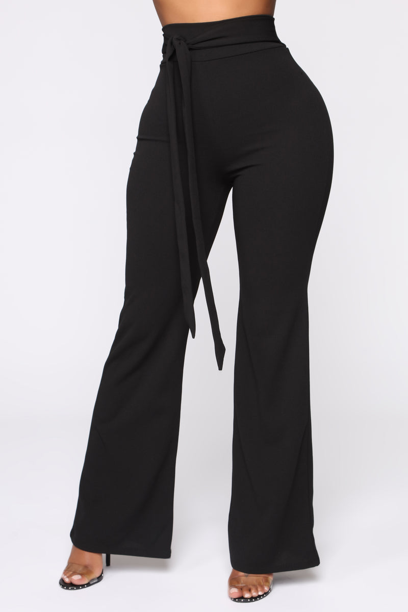 City Chic Waist Tie Pants - Black, Pants | Fashion Nova