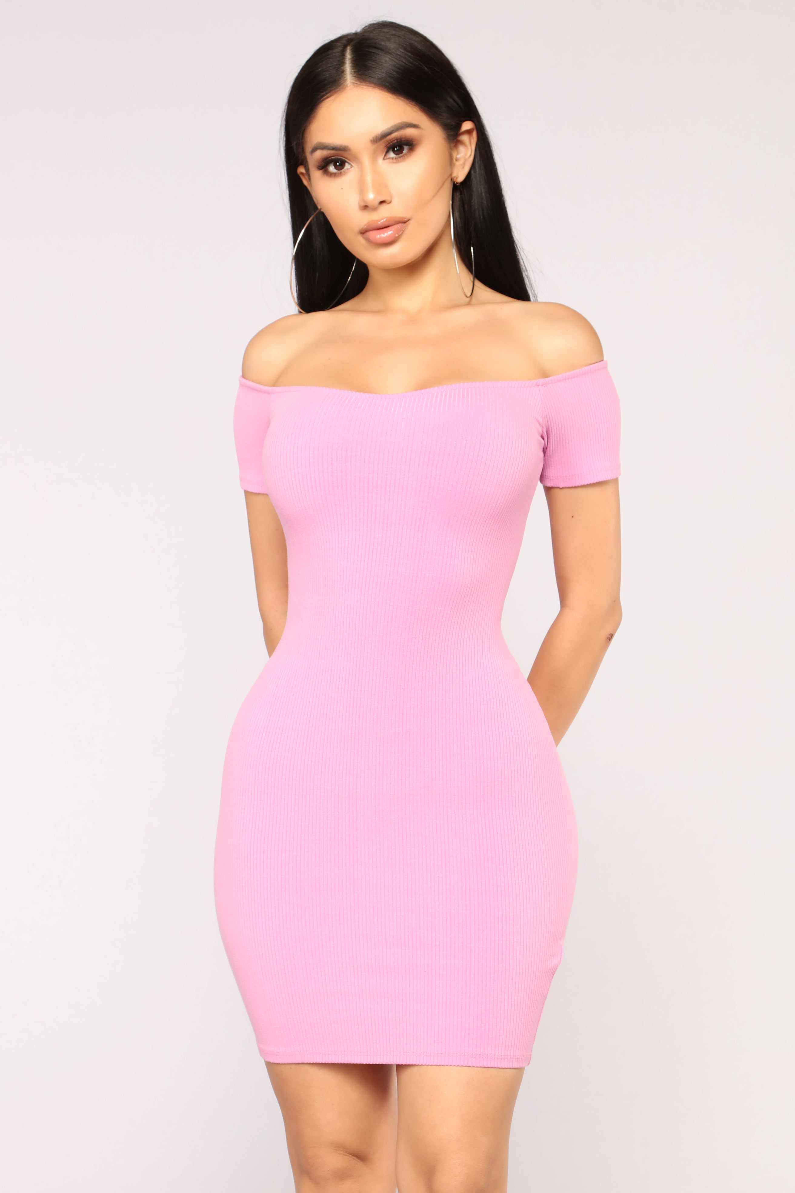 Desiree Off Shoulder Dress - Pink – Fashion Nova