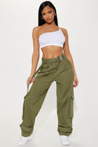 Play With Me Wide Leg Cargo Pant - Olive